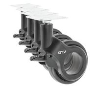 GTV Roulettes pour meubles STRADA | Roulettes pivotantes | Roulettes pour meubles | avec frein | Diamètre 60 mm | en plastique et acier | Noir (Lot de 4)