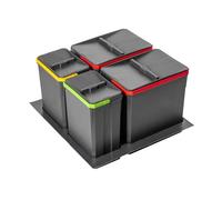 GTV Set de collecteurs de déchets AxiSpace, pour tiroirs et armoires d'une largeur de 600 mm, composé de bacs de 2 x 15 l, 2 x 7 l, poubelle en plastique avec particules de graphène, couleur