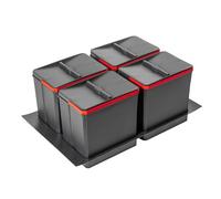 GTV Set de collecteurs de déchets AxiSpace, pour tiroirs et armoires d'une largeur de 800 mm, composé de bacs de 4 x 15 l, poubelle en plastique avec particules de graphène, couleur anthracite