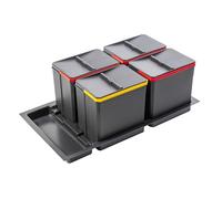 GTV Set de collecteurs de déchets AxiSpace, pour tiroirs et armoires d'une largeur de 900 mm, composé de bacs de 4 x 15 l, poubelle en plastique avec particules de graphène, couleur anthracite