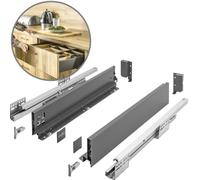 GTV - Système de Tiroirs Axis Pro, Ensemble de Tiroirs, Extraction Totale, Amortissement Intégré, Charge 40 kg, Tiroir Coulissant avec Fermeture Douce - Largeur 350 mm, Hauteur 86 mm, Anthracite