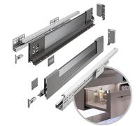 GTV - Système de tiroirs AXIS PRO | Tiroir avec côtés en verre | Tiroir | Système de tiroirs | Hauteur : 84 mm Longueur : 500 mm | Anthracite avec verre fumé