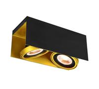 GTV VERSO Spot de plafond double ES111 - Aluminium noir/or, 2×GU10, IP20, orientable 31×14×13cm, pour salon, cuisine et couloir, montage en surface, éclairage intérieur