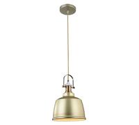 GTV ZENIT II Suspension Ø 22 cm - Métal doré E27 IP20 - Lampe unique pour cuisine, salle à manger, salon - Abat-jour dôme classique, lumière de zone chaude, éclairage intérieur en métal robuste