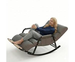 GTYMTTX Fauteuil à Bascule Allaitement, Dossier et Repose-Pieds Réglables 5 Positions, Repose-Pieds Massant, Revêtement Résistant, Structure en Acier, Gris, Chambre Bébé et Intérieur, 60×111×50 cm