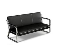 Gtzly 3 Seat Waiting Room Bench with Arms, PU Office Guest Seating, Lobby Conference Reception Bench for Airport Barber Salon Bank(Black)