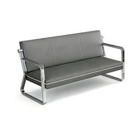 Gtzly 3 Seat Waiting Room Bench with Arms, PU Office Guest Seating, Lobby Conference Reception Bench for Airport Barber Salon Bank(Gray)