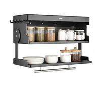 Gtzly Organisateur de Meuble de Cuisine Escamotable, Étagère à 2 Niveaux | Capacité de Charge de 30 kg, Design Gain de Place pour Petite Cuisine, Garde-Manger et Appartement(Gray)