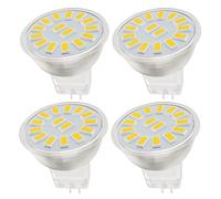GU4 MR11 Ampoules LED, 5W Equivalent à 50W lampe halogène,500LM, AC/DC 10-30V Spot LED Encastrable GU4 pour Meuble Cuisine Camper, non-dimmable, lot de 4 (Color : Warm White 3000K)