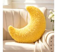 Guaginmy Coussin en forme de lune jaune - Coussin douillet - Joli coussin décoratif esthétique - Moon Throw Pillow en peluche - Pour salon, canapé, enfant, chambre à coucher, lit, cadeau - 33 cm