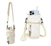 GUAKOVRAN Porte-Gourde Stanley Quencher 40oz Sangle & Poche Téléphone | néoprène haute qualité, coussin antidérapant, bandoulière détachable, poche zippée, anti-choc, maintient température