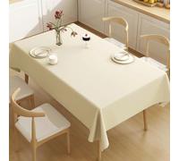 Gualiy Nappe Rectangulaire en Tissus, Nappe de Table 140 x 200 Nappe Anti Taches PVC Couleur Unie Nappe de Table pour Table Basse, Cuisine Table à Manger, Beige