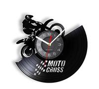 Guang trading 30cm Horloge Murale Moto Cross Racing Disque Vinyle Horloge Murale Tout-Terrain Moto Sport Motards décor à la Maison Montre saleté Accessoires Suspendus