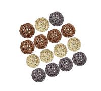 Guangcailun Paquet de 1524 boules en rotin et osier de 5cm, élégantes, noires, grises et blanches, pour mariages et fêtes de noël, Gris Naturel Blanc, 15 pièces 5CM