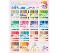 GuangNa 168/12 couleurs ensemble de stylos marqueurs acryliques haute brillance, stylos à dessin à tête dure, papeterie de stylo de peinture Graffiti bricolage, GN.586 12pcs-ORANGE