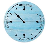 Guangpat Horloge marée en bois bleu, horloge marée haute et basse, horloge murale à suspendre pour plage, maison, chalet, cadeau fantaisie pour papa, 25,4 cm