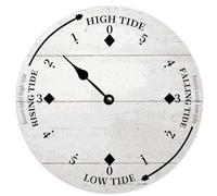 Guangpat - Horloge murale de plage en bois à motif de grain de bois blanc, horloge de marée ronde décorative à piles, 30,5 cm, art mural vintage pour cuisine, salon, chambre à coucher, bureau