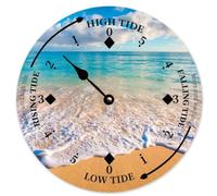 Guangpat Horloge murale en bois pour marée de plage, heure de l'océan, horloge côtière, prédiction de marée lune, horloge avec mouvement nautique de marée haute et basse, horloge pour plage, maison