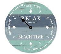 Guangpat Relax Beach TimeTide Horloge de plage en bois murale à piles, horloge de marée vintage silencieuse de 25,4 cm, décoration murale pour chambre, salon, cuisine, école, bureau