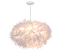 GUANSHAN 45 cm/17,8" Ellipsoïde Plume Blanche Suspension Abat-Jour en Plumes Plafonnier Lustre en Plumes pour Salon, Chambre à Coucher, Salle à Manger