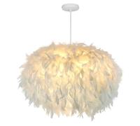 GUANSHAN 55 cm/17,8" Ellipsoïde Plume Blanche Suspension Abat-Jour en Plumes Plafonnier Lustre en Plumes pour Salon, Chambre à Coucher, Salle à Manger