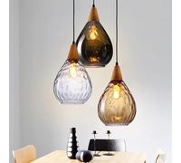 GUANSHAN Abat-jour en verre en forme de goutte de lumière pendante en verre avec des ondulations d'eau plafonnier éclairage de plafond lampe de chevet pour chambre, bar, salle à manger