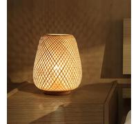 GUANSHAN Bambou Tissage Lanterne Lampe De Table Lampe De Chevet Style Japonais Simple Décoratif Lumineuse Éclairage Bureau Abat-Jour pour Chambre, Salon
