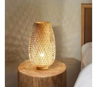 GUANSHAN Bambou Tissé Lampe De Table Abat-Jour En Bambou Style Zen Éclairage De Table Éclairage De Table Décoratif Veilleuse Pour Chambre Et Salon