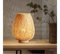 GUANSHAN Bambou Tissé Lampe De Table Abat-Jour En Bambou Style Zen Éclairage De Table Éclairage De Table Décoratif Veilleuse Pour Chambre Et Salon