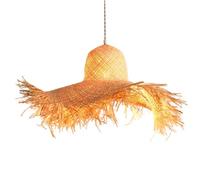GUANSHAN Chapeau De Paille Tissé à La Main Pendentif Style Bucolique Herbe Art Abat - Jour Lampe Suspendue Salon, Salle à Manger Décoratif Lustre
