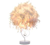GUANSHAN Lampe de chevet en plumes avec cristal en forme de coeur, abat-jour de chevet en plumes abat-jour de bureau léger pour salon, chambre à coucher, salle à manger