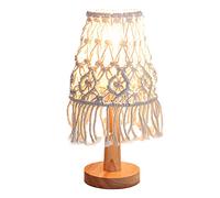 GUANSHAN Lampe de chevet tissée à la main de style bohème Glands tissés en coton Abat-jour de chevet Lampe de table Abat-jour de bureau pour salon, chambre, bar, restaurant, hôtel