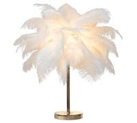 GUANSHAN Lampe de table créative en plumes d'autruche, lampe de chevet luxueuse et élégante avec abat-jour en plumes, veilleuse, éclairage de table pour salon, chambre, linge de maison