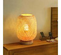 GUANSHAN Lampe de Table Tissage de Bambou Petit Exquis Abat-Jour en Bambou Lampe de Chevet Style Japonais Veilleuse Lampe de Table Décorative pour Chambre, Salon, Style 1, Gradateur