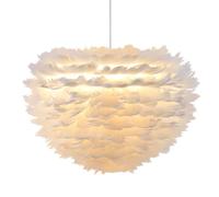 GUANSHAN Lampe suspendue pliable en plumes d'oie blanches, abat-jour tissé à la main, suspension élégante et minimaliste pour salon, chambre, hôtel