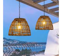 GUANSHAN Lot de 2 lampes solaires en jonc de mer à énergie solaire pour jardin, balcon, jardin