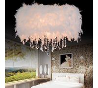 GUANSHAN Lustre en plumes en cristal Pendentif en plumes blanches Plafonnier plafonnier, Romantique et luxe pour salon, salle à manger, 50CM / 19.8INCH