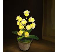 GUANSHAN Orchidée Petite Lampe De Nuit Romantique En Pot Veilleuse Créative Lampe De Chevet Laine Tricotée Lampe De Table Chambre à Coucher Fleur Éternelle Décoration, Cadeau d'Anniversaire