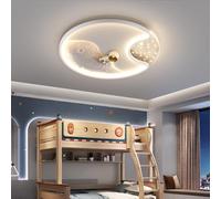 GUANSHAN Plafonnier 3D Astronaute LED avec Lune, Lustre Dessin Animé Protection des Yeux pour Chambre et Chambre d'enfant