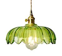 GUANSHAN Rétro Pastorale Verre Fleur Pendentif Lumière Abat-Jour En Verre Plafonnier Lustre Plafonnier Lampe De Chevet Décoration Suspension Lumière pour Chambre, Café, Salle À Manger, Salon