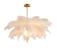 GUANSHAN Suspension en plumes d'autruche blanches Abat-jour et Lustre Lampe suspendue pour chambre à coucher, salon