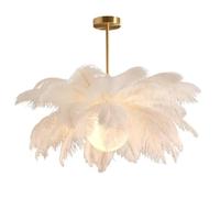 GUANSHAN Suspension en plumes d'autruche blanches - Plafonnier et lustre pour chambre à coucher, salon