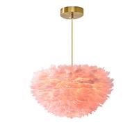 GUANSHAN Suspension Plume Rose Lustre Naturel Tissé À La Main Oie Plafonnier Plafonnier Pour Bar, Salle À Manger, Salle D'étude, Salon, 40CM