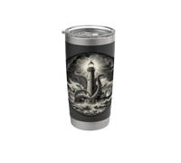 Guardian of the Deep Gravé Lighthouse Mythical Sea Battle Gobelet isotherme en acier inoxydable double paroi