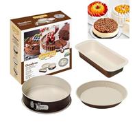 Guardini Coffret cadeau Chocoforme : Moule démontable 26 cm + moule à tarte 28 cm + moule à cake 25 cm, acier avec revêtement anti-adhérent, couleur crème-chocolat