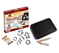 Guardini Coffret cadeau « Voglia di Biscotti », 1 plaque rectangulaire 26 x 37cm + 1 rouleau à pâtisserie + 6 découpes-pâte + 1 stylo de décoration +1 livre de recettes, Moule en acier, noir