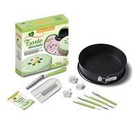 Guardini Coffret cadeau «Voglia di Torte decorate» 1 moule démontable 26 cm +1 lisseur à gâteaux +1 spatule +3 ustensiles +1 pinceau +3 emporte-pièces à piston +1 livre de recettes, Moule acier, noir
