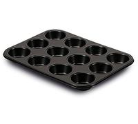 Guardini Gardenia, Plaque à 12 muffins 27 x 35 cm, acier avec revêtement anti-adhérent, couleur noire, Noir
