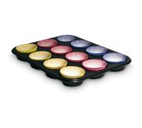 Guardini, Moule 12 muffins + 60 gobelets en papier, Acier avec revêtement antiadhésif, Noir, Fabriqué en Italie, Ligne Gardenia