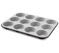 Guardini, Moule à 12 muffins 27x35 cm, Acier avec revêtement antiadhésif, Noir et Argent, Fabriqué en Italie, Ligne Silver Elegance